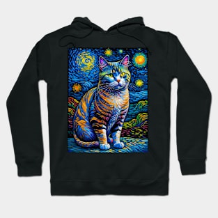 The American Shorthair Cat in starry night Hoodie